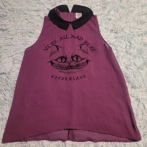 Disney Alice Through The Looking Glass Cheshire Cat Chiffon Top Purple Size M
